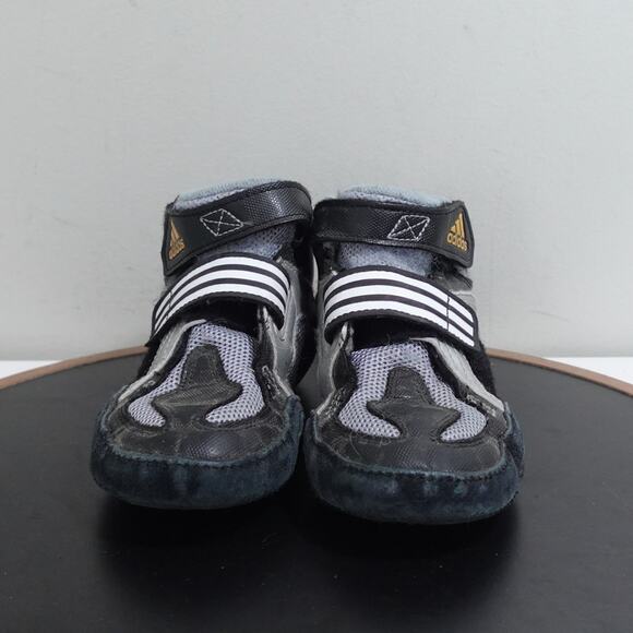 Adidas Wrestling‎ Shoes Kids US 2 Gray Black White Gold High Top Hook and Loop - Picture 3 of 11